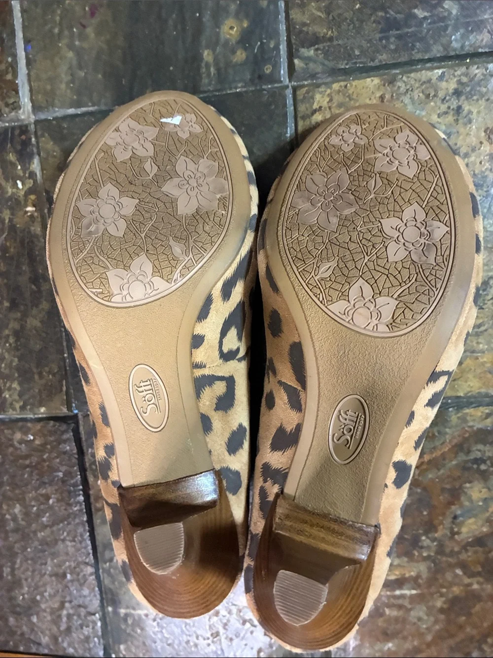 Leopard Print Floral Accent Ballet Flats - Tan size 7 $5!$